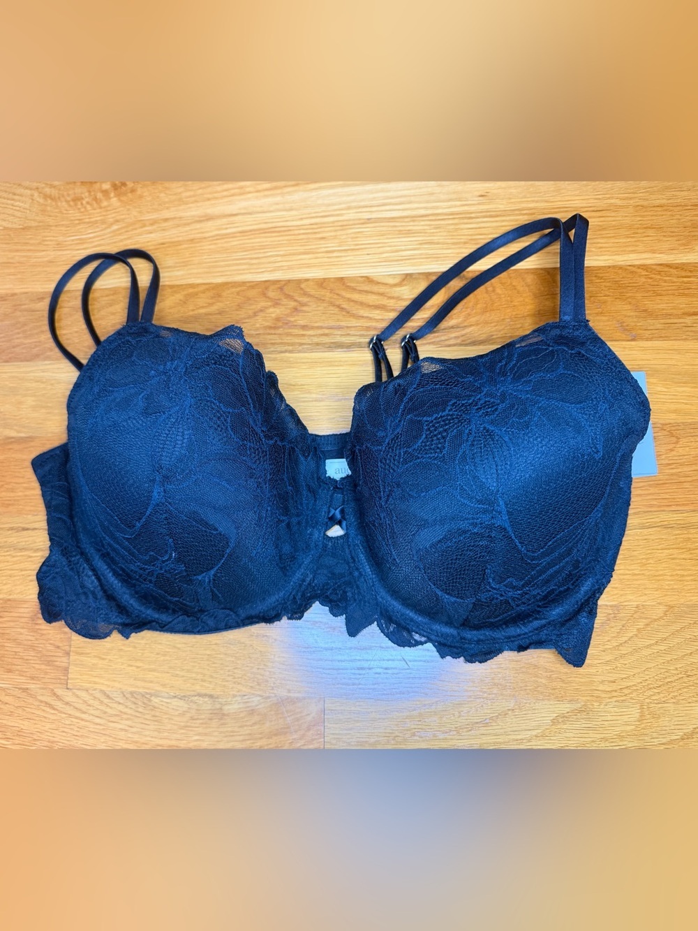 Auden Lace Lightly Lined Comfort Wire Demi Bra Black 38DDD NWT Floral Lace